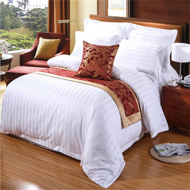Hotel bed linen bedsheet fabric Luxury 100% cotton satin stripe fabric