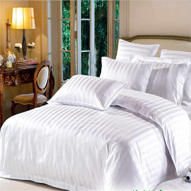 Hotel bed linen bedsheet fabric Luxury 100% cotton satin stripe fabric