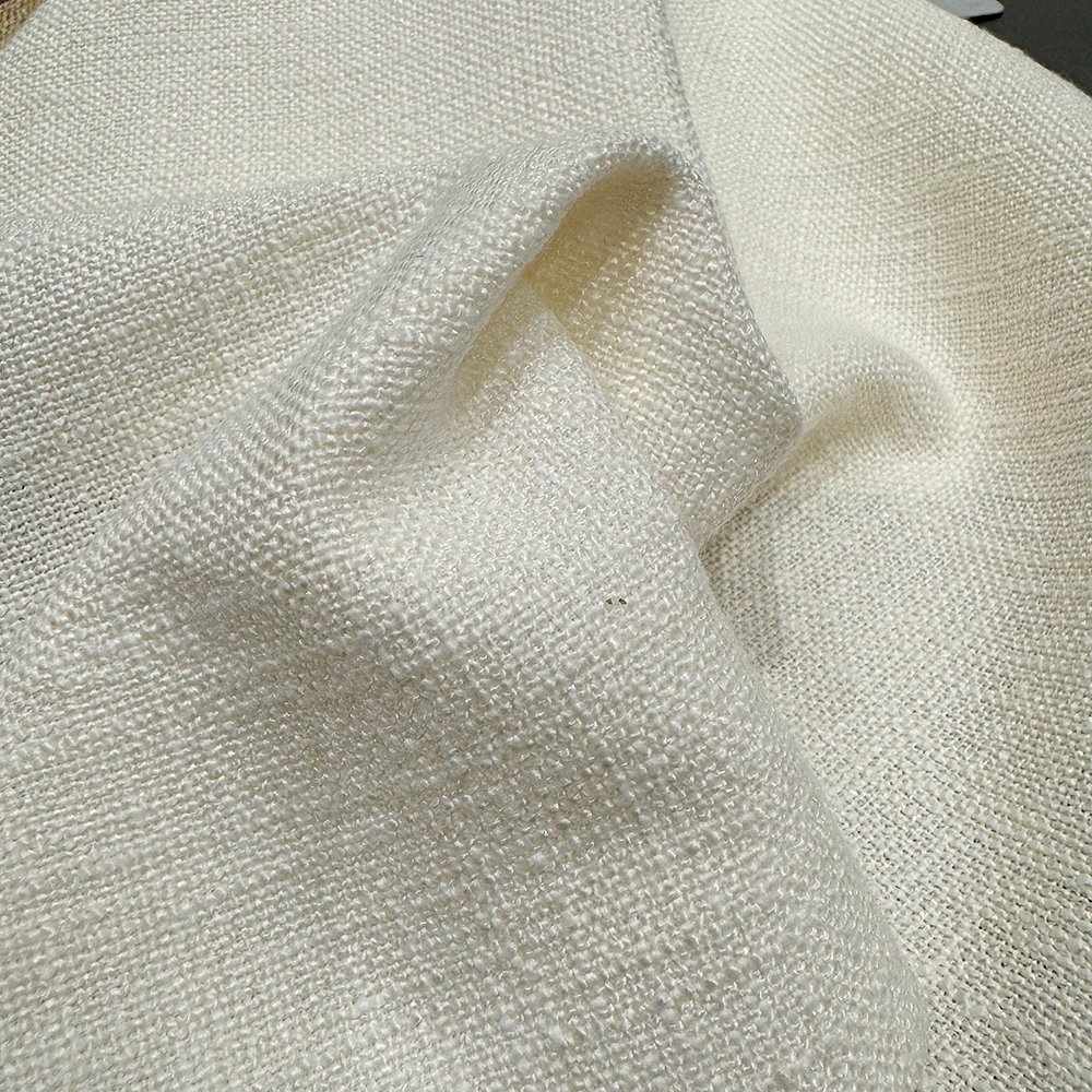 Linen look 100% Polyester curtain fabric stock curtain fabric modern white luxury for home upholstery