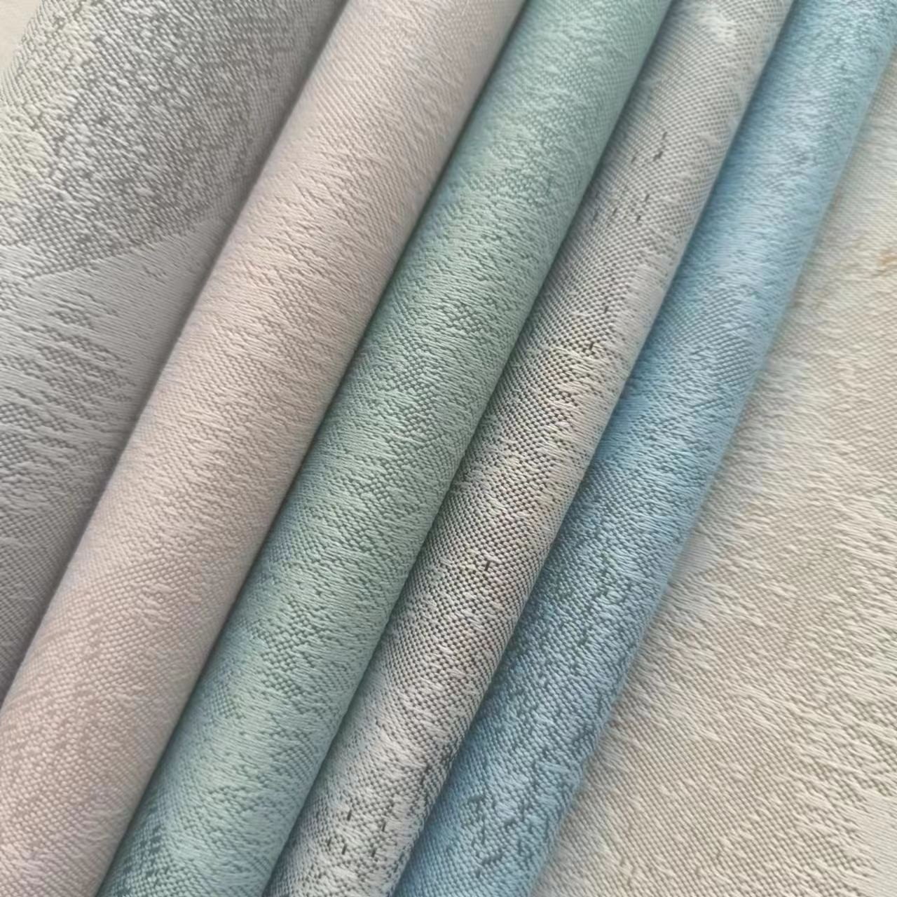 modern style jacquard design polyester textured linen two sides looking blackout curtain fabric