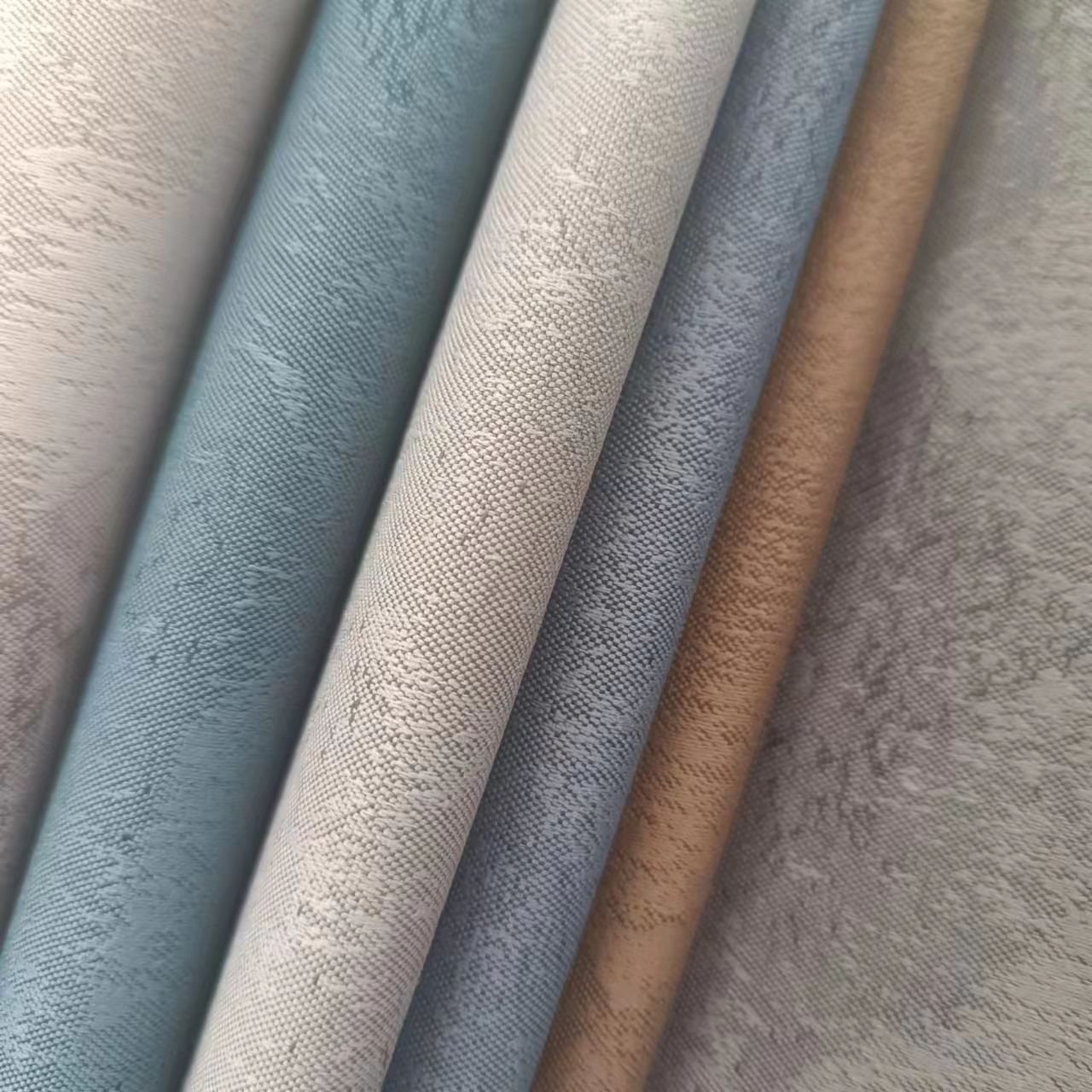 modern style jacquard design polyester textured linen two sides looking blackout curtain fabric