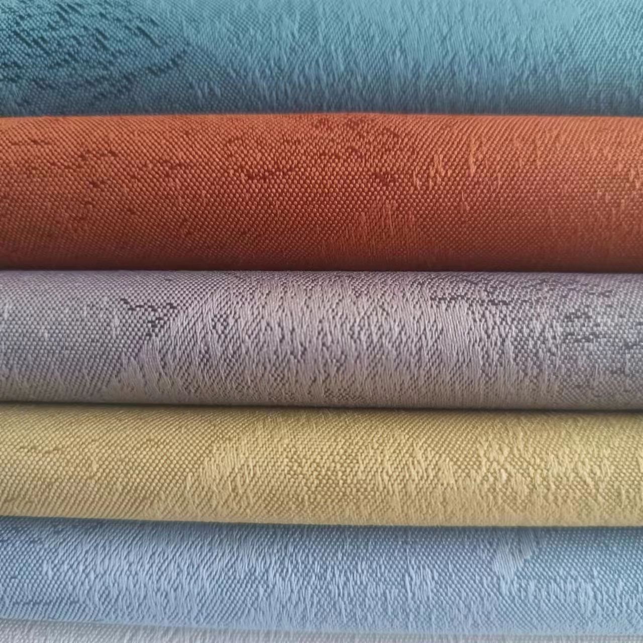 modern style jacquard design polyester textured linen two sides looking blackout curtain fabric