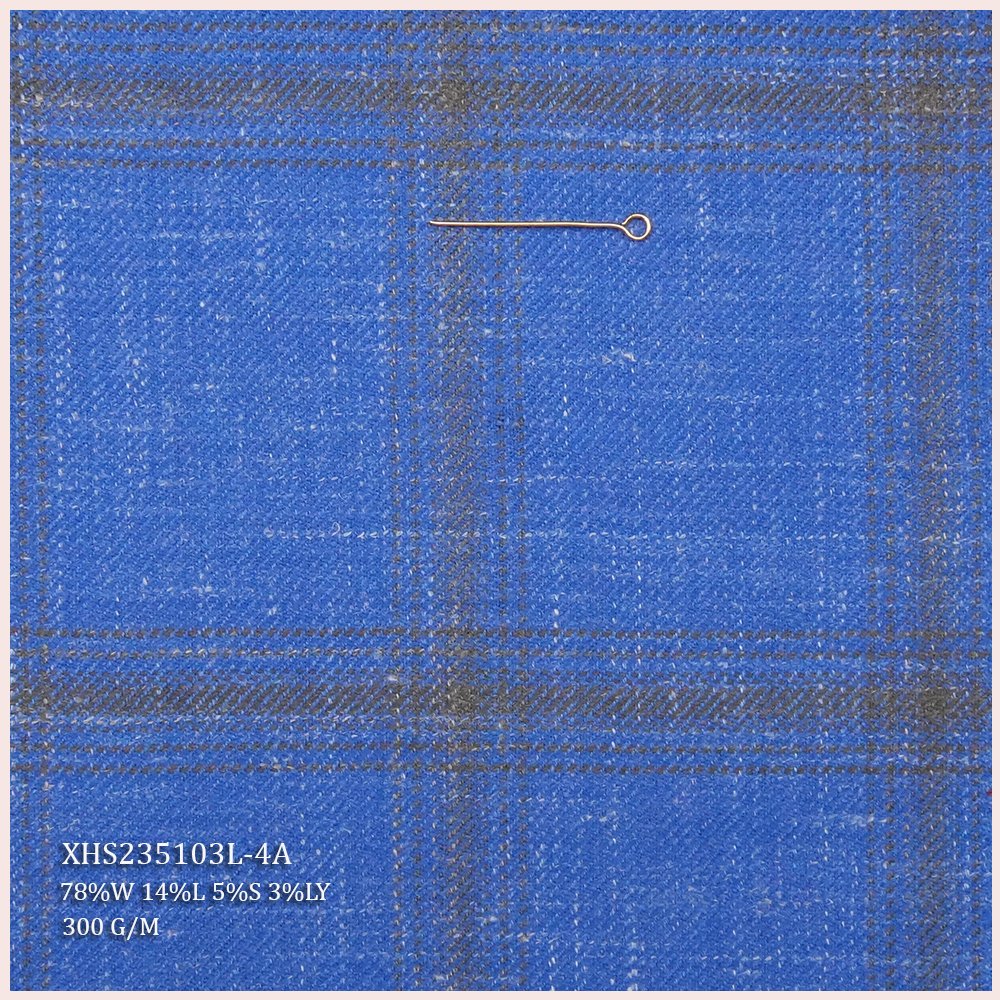 Soft In Stock Worsted Merino Wool Italian Suiting Fabric Blend Linen Silk 78% Wool Fabric For Men's Suit Plaid