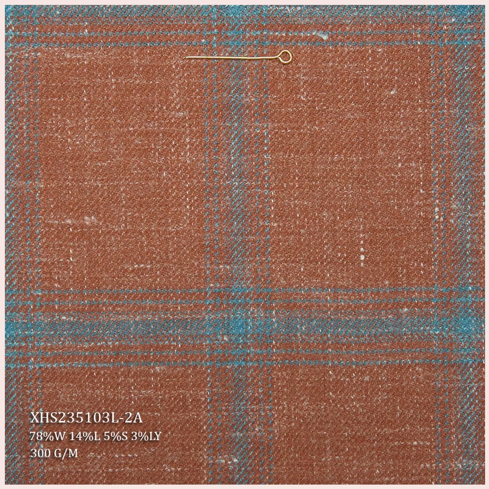 Soft In Stock Worsted Merino Wool Italian Suiting Fabric Blend Linen Silk 78% Wool Fabric For Men's Suit Plaid