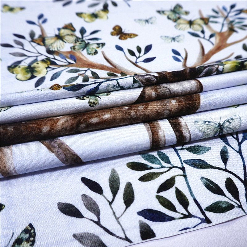Cheap top quality bamboo print cotton fabric 95% organic bamboo 5%spandex fabric for Baby Cloth,blanket 230-250GSM