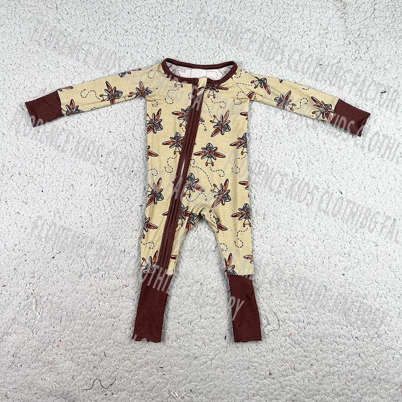 DH ODM spring autumn winter infant toddler girls long sleeve zipper romper bamboo baby clothes