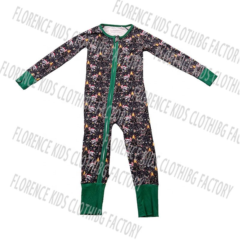 DH ODM spring autumn winter infant toddler girls long sleeve zipper romper bamboo baby clothes
