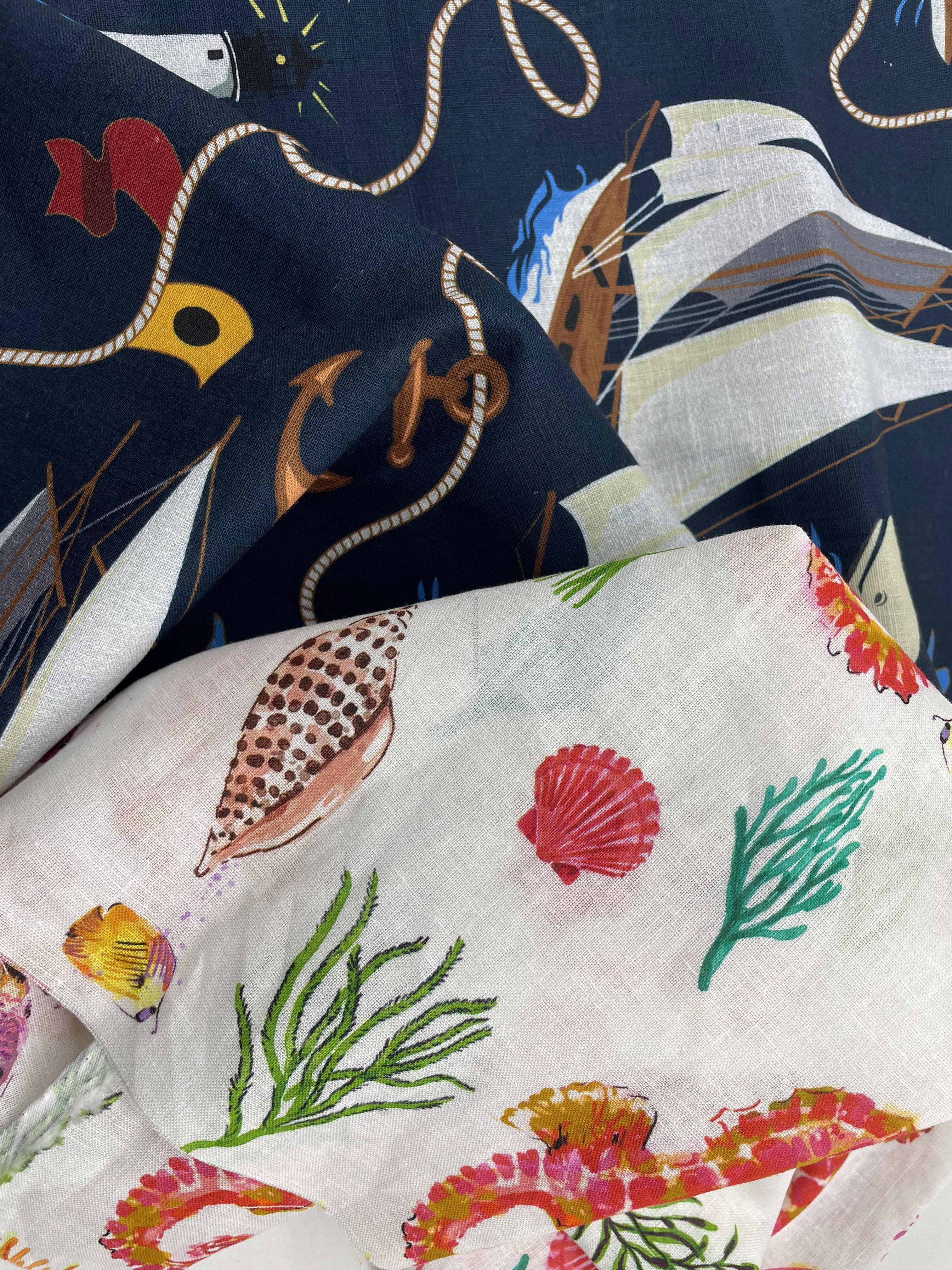 linen cotton digital Print fashion fabric for clothing