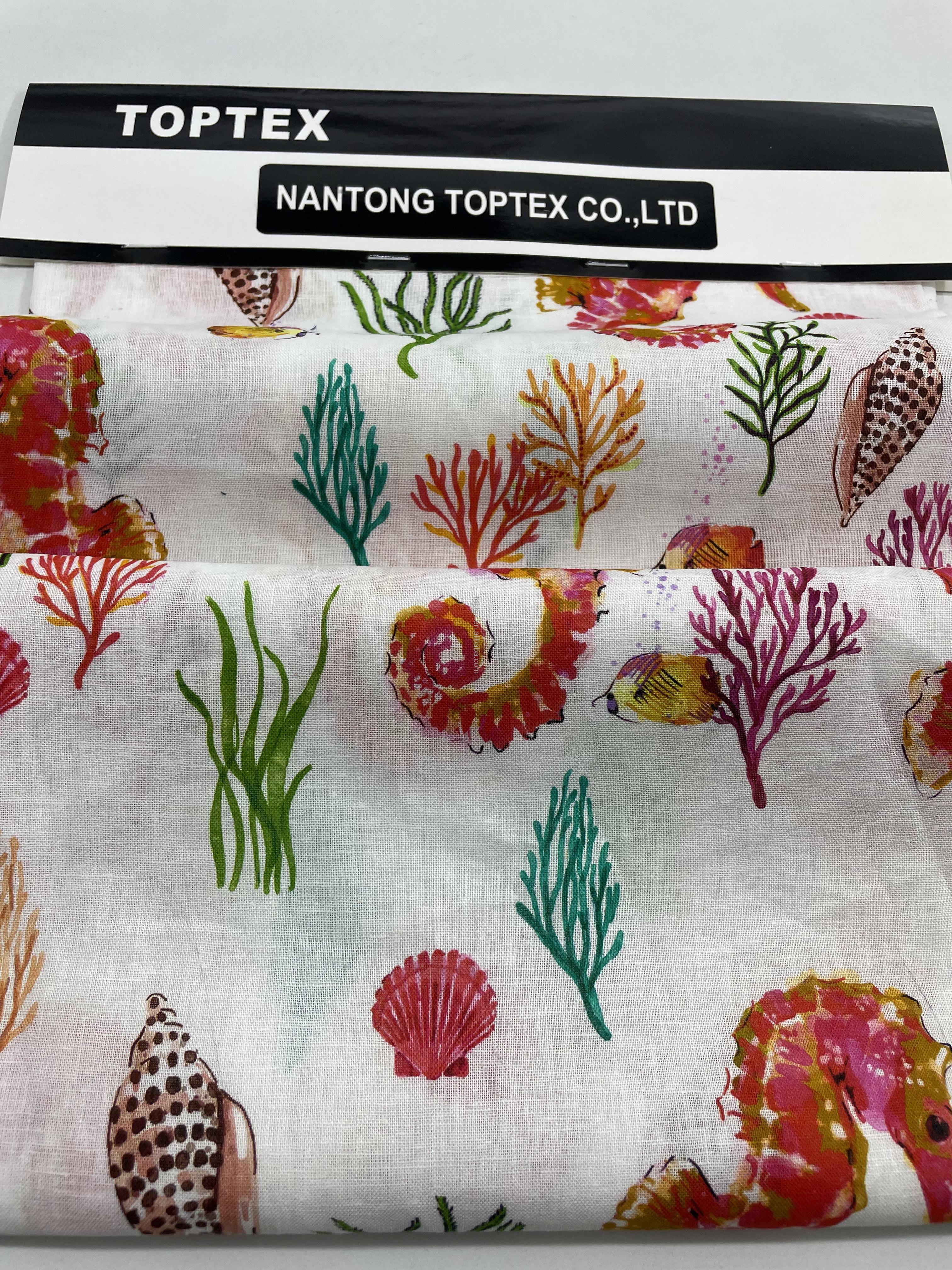 linen cotton digital Print fashion fabric for clothing