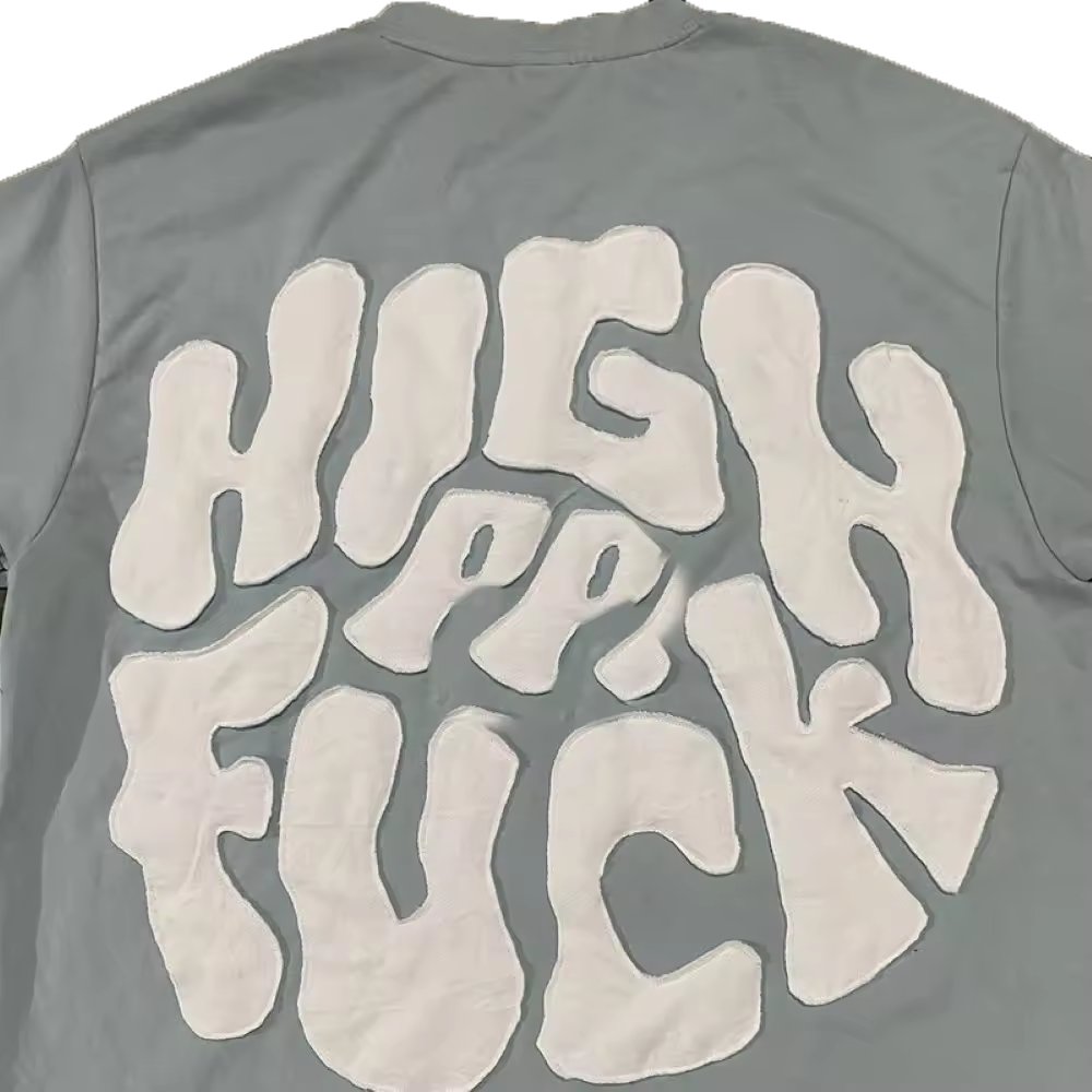 High Quality Vintage Style Solid Color T-Shirt O-Neck Loose Casual Over Sized Short Sleeved Knitted Fabric with Print