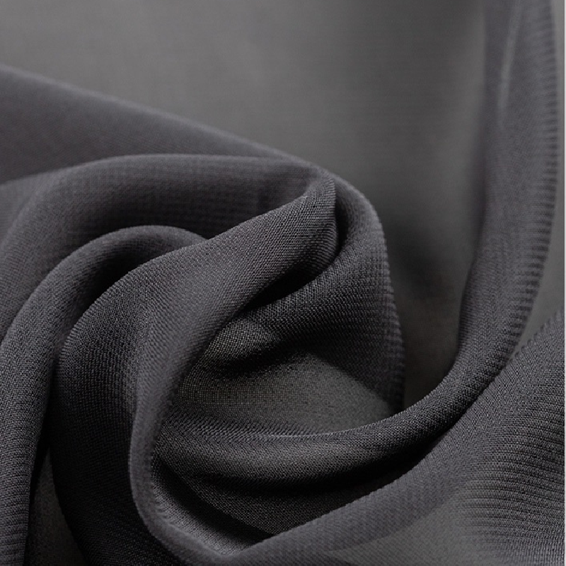 Wholesale 100% polyester soft plain chiffon fabric black solid color