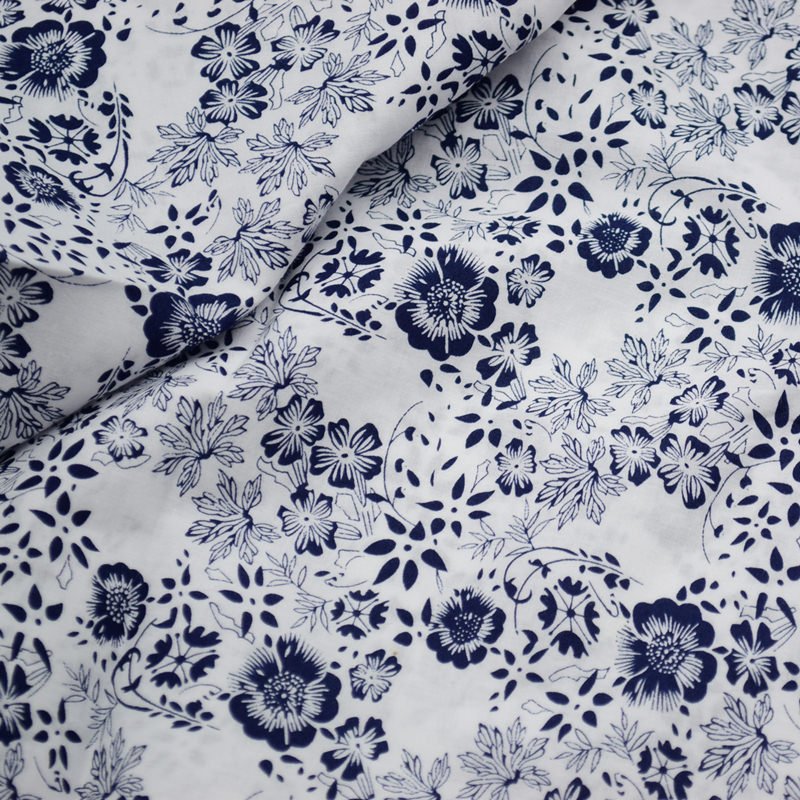 Wholesale woven fabric flower pattern 95gsm summer casual shirt fabric cotton linen blend shirt fabric