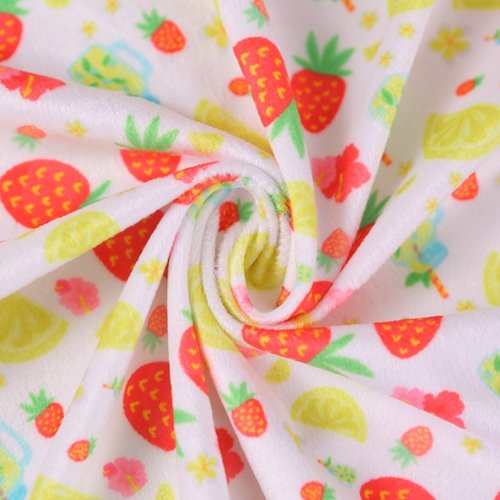 Wholesale beautiful custom fruit strawberry minky digital printed minky fabric for soft baby blanket fabric