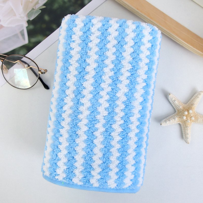 Cationic Wipe Coral Fleece Absorbent Striped Hand Towel Oil-free Microfiber Fabric Kitchen Cleaning Wipe Scrubbing cloth