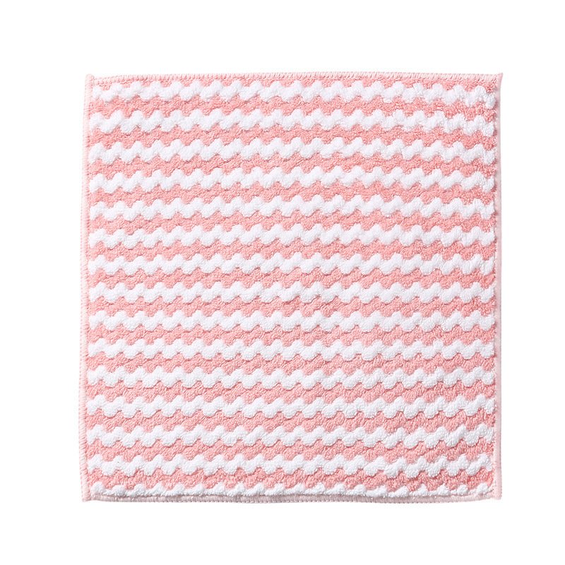 Cationic Wipe Coral Fleece Absorbent Striped Hand Towel Oil-free Microfiber Fabric Kitchen Cleaning Wipe Scrubbing cloth