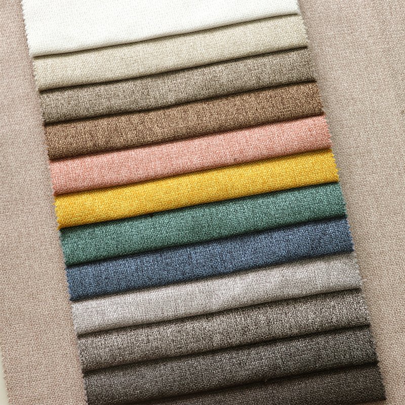 H168-150 Custom Manufacture Solid Color 100% Polyester Fake Bulk Linen Sofa Fabrics for Bedding