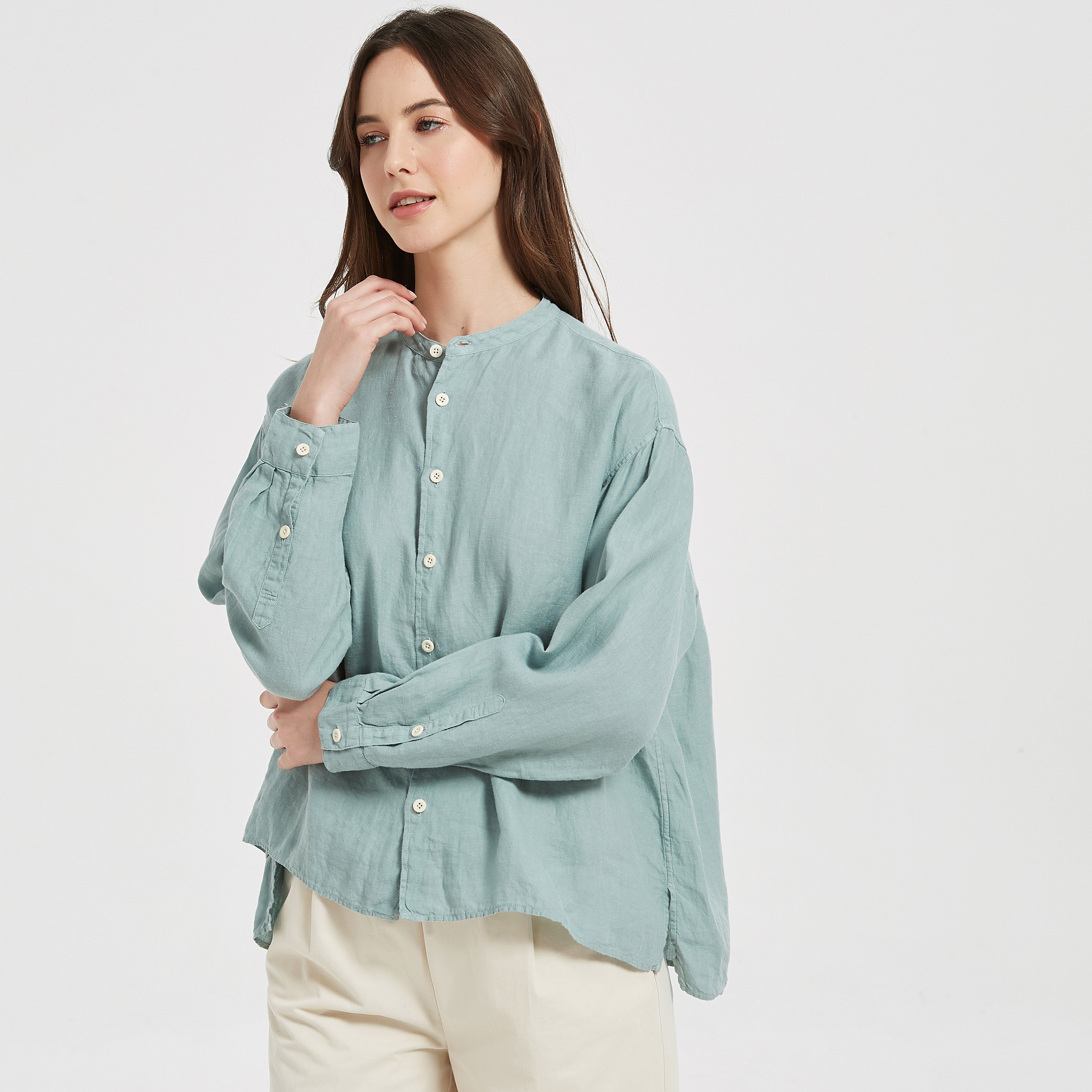 Free sample natural 100% pure linen fabric soft finish middle weight fabric for clothing