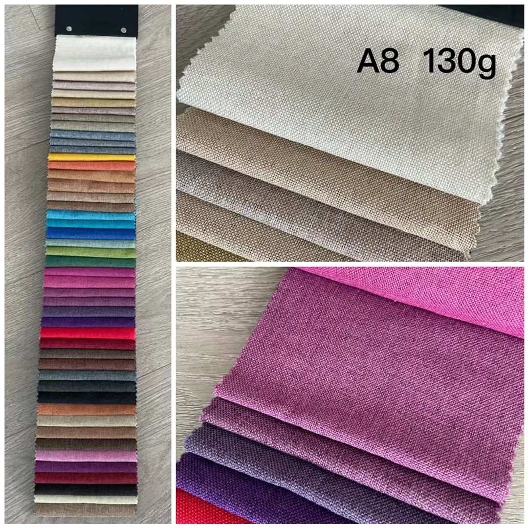 In stock linen polyester blend fabrics plain linen fabric sofa polyester linen fabric