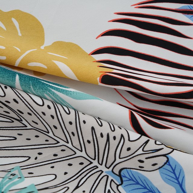 2020 NO MOQ new leaf printed 100% polyester woven fabric for dress