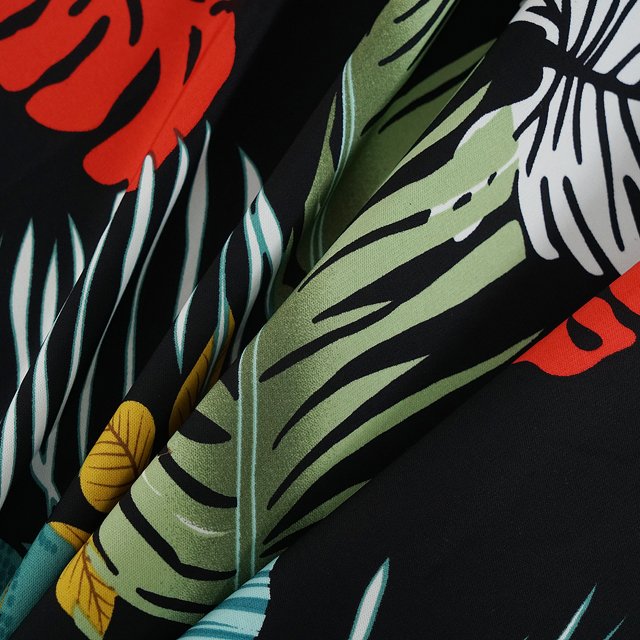 2020 NO MOQ new leaf printed 100% polyester woven fabric for dress