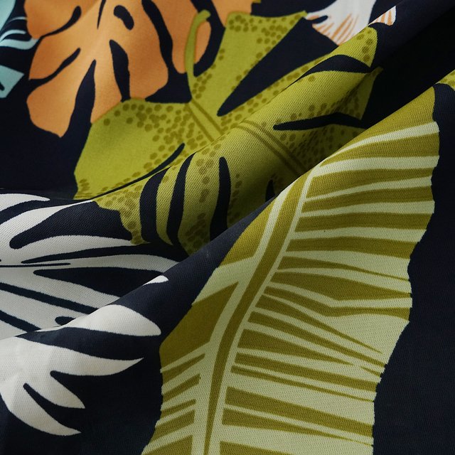2020 NO MOQ new leaf printed 100% polyester woven fabric for dress