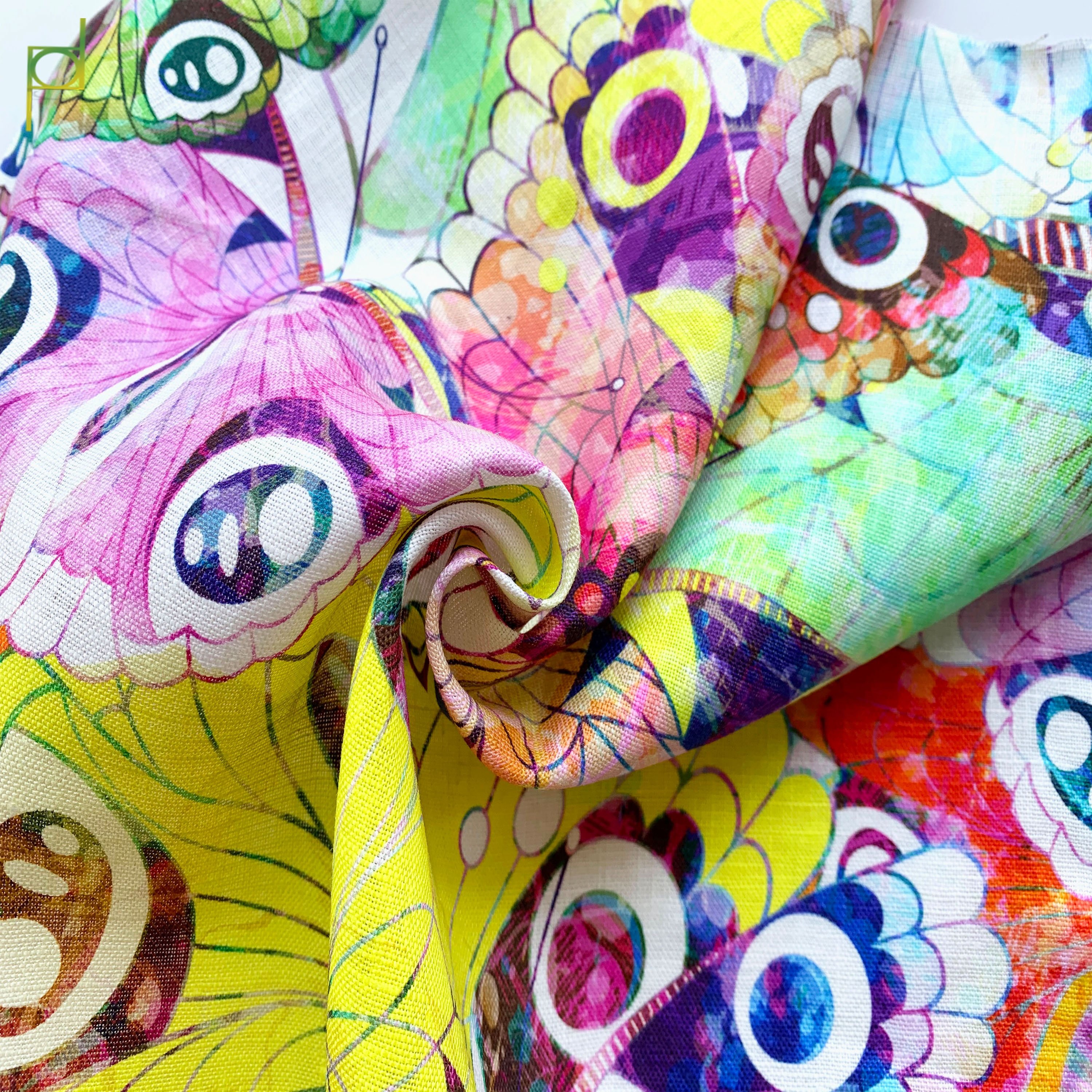 Factory hot sale digital print linen fabric low MOQ printed fabric