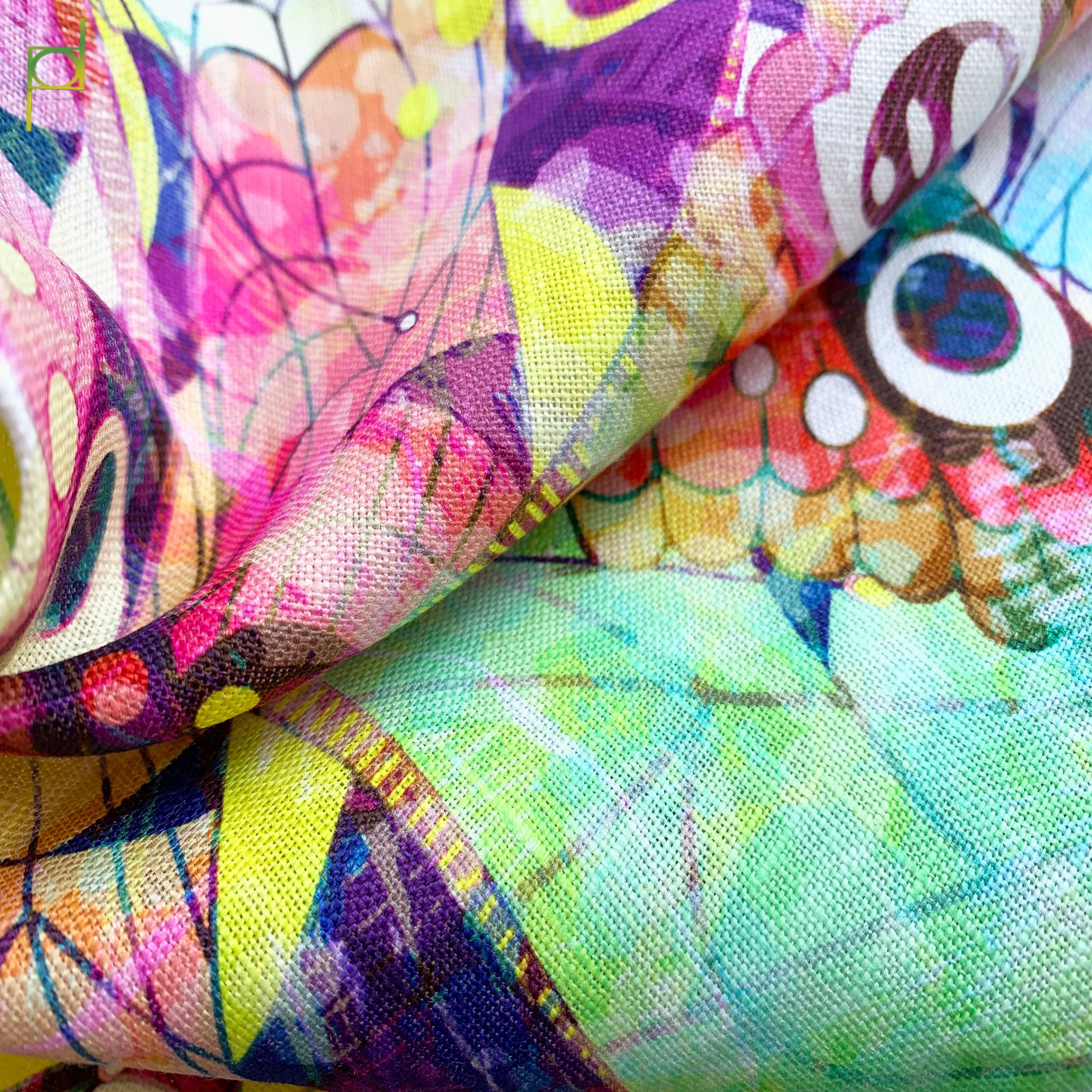 Factory hot sale digital print linen fabric low MOQ printed fabric