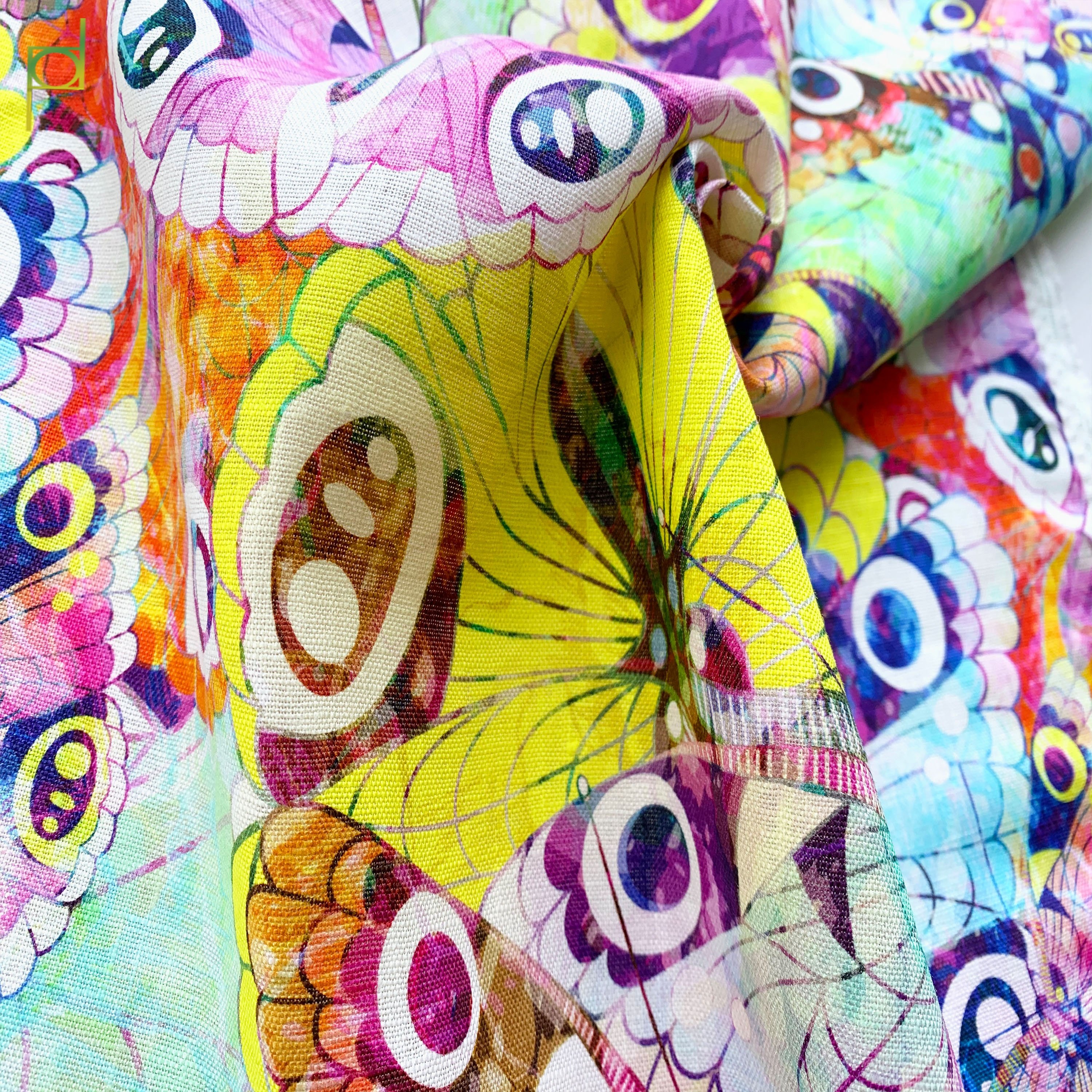 Factory hot sale digital print linen fabric low MOQ printed fabric