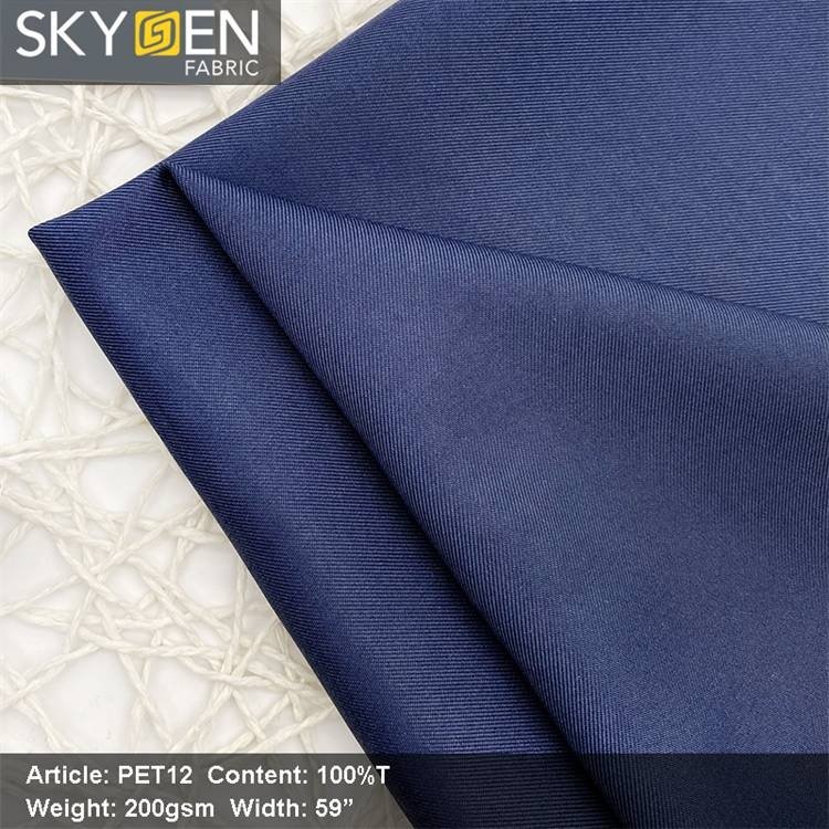 Skygen 200gsm pants suit twill 100% polyester fabric roll recycle soft 100% polyester woven twill fabric