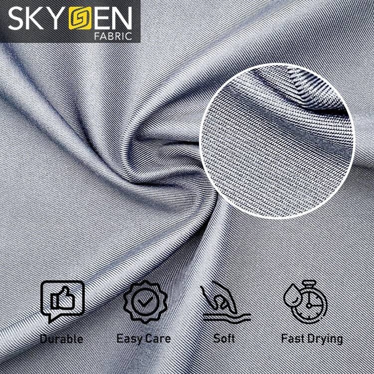 Skygen 200gsm pants suit twill 100% polyester fabric roll recycle soft 100% polyester woven twill fabric