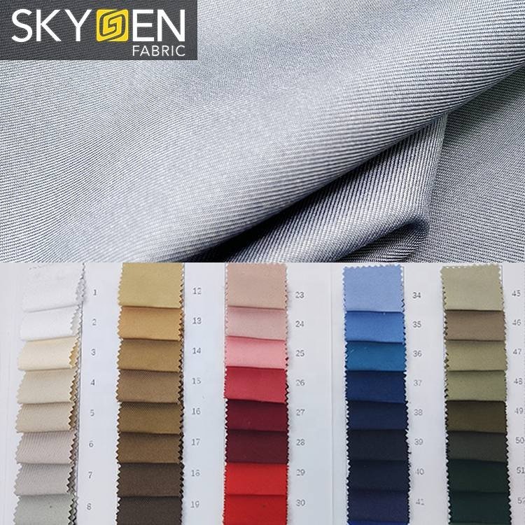 Skygen 200gsm pants suit twill 100% polyester fabric roll recycle soft 100% polyester woven twill fabric
