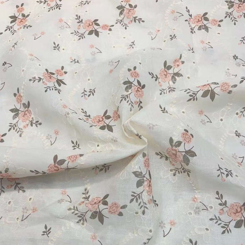 Wholesale Pink Lace Fabric Mesh Polyester Small Floral Digital Print Fabric For Dress Shirts
