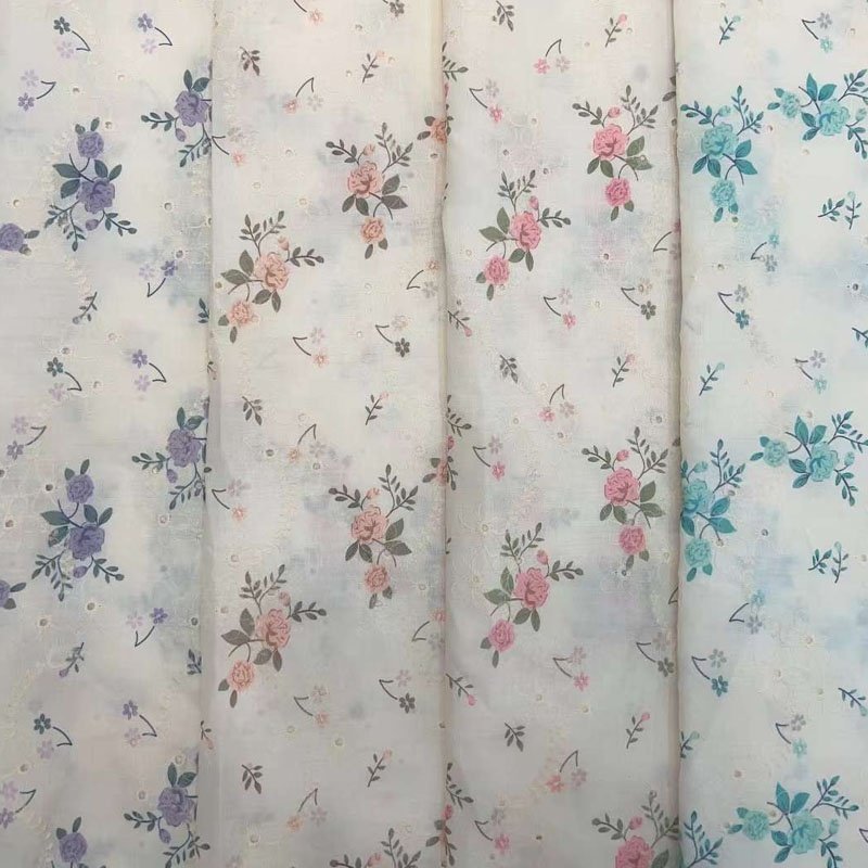 Wholesale Pink Lace Fabric Mesh Polyester Small Floral Digital Print Fabric For Dress Shirts