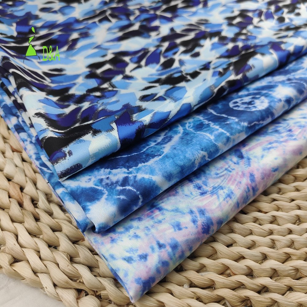 New Designs Poly Silk Satin Fabric Printed Wrinkle Resistant Smooth 100% Polyester Fabric For Clothing
