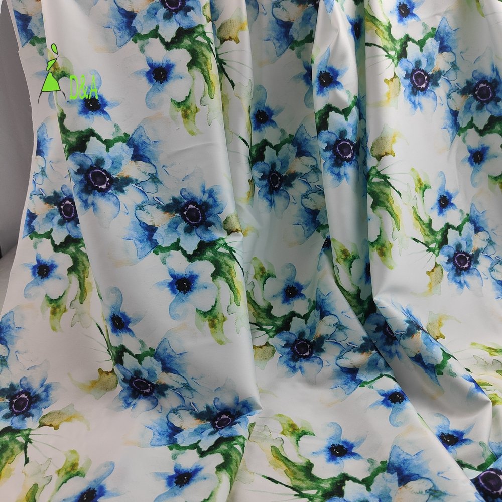 New Designs Poly Silk Satin Fabric Printed Wrinkle Resistant Smooth 100% Polyester Fabric For Clothing