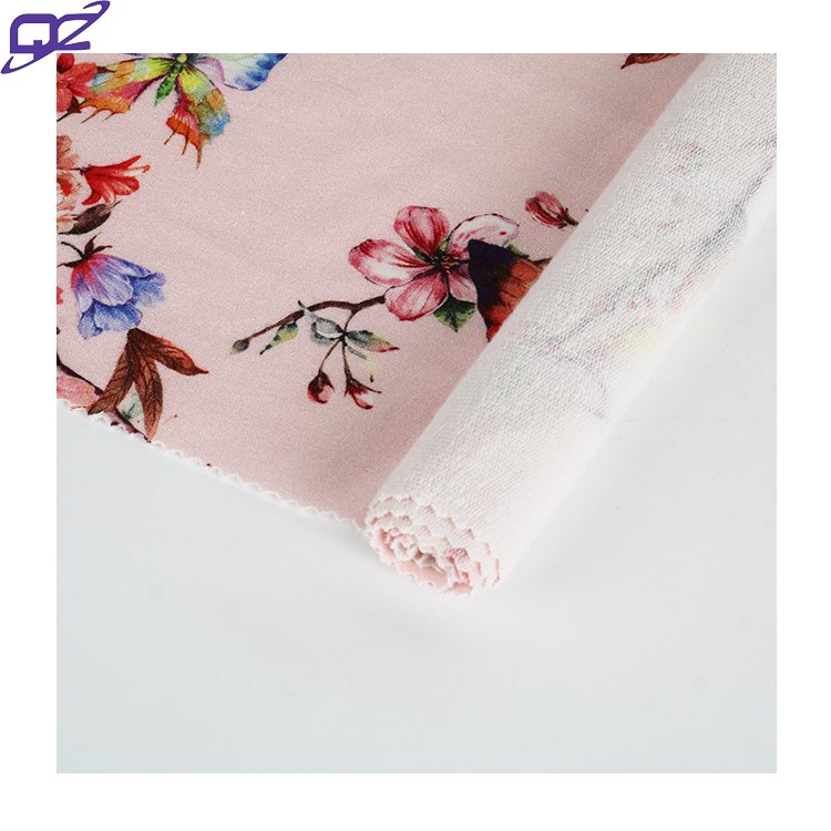 Custom 230gsm 4 way stretch digital print bamboo spandex French terry knit fabric for Hoodies Tops