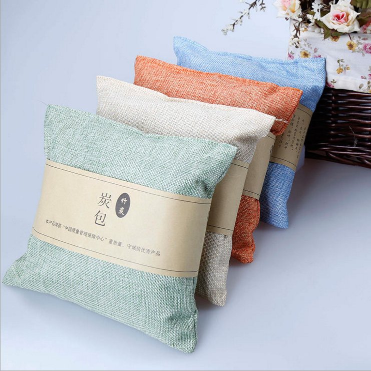 100% Linen Fabric Weird Remove Scent Activated Carbon Purifying Bag Deodrizer Bamboo Charcoal Bag for Home Kitchen Use