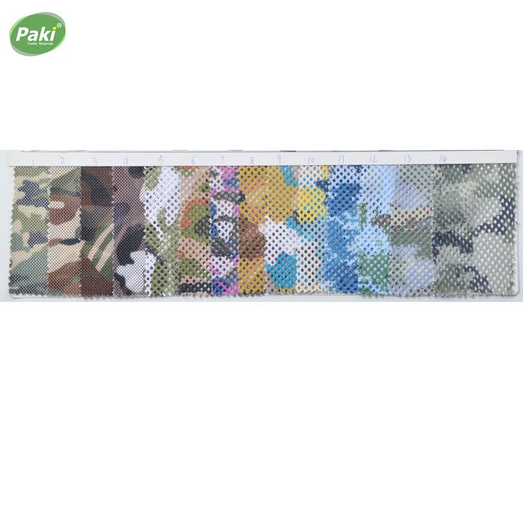 in stock camouflage printing 100 polyester mesh fabric for backpack