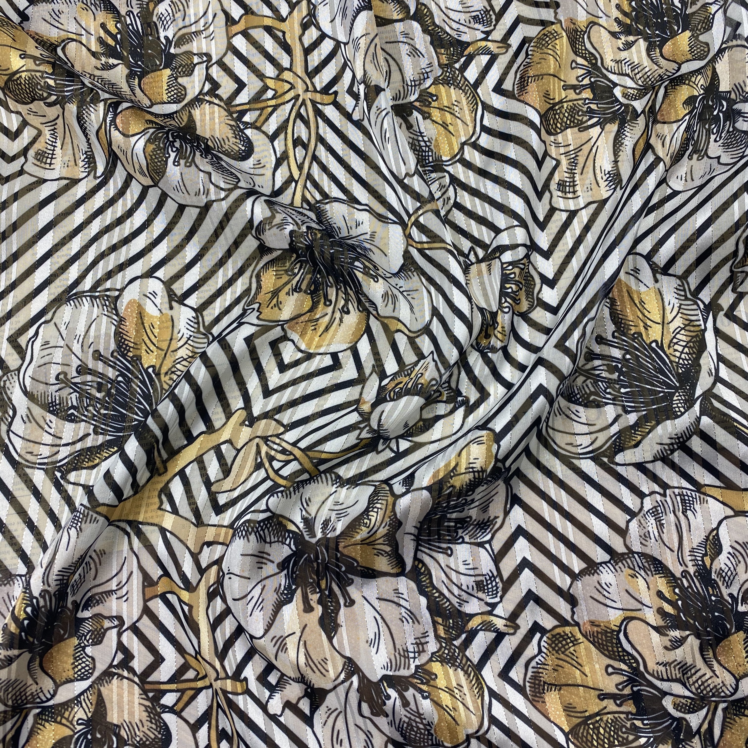 HIGH FASHION PRINTING FABRIC CHIFFON LUREX FABRIC WITH STRIPE FOR GARMENTS