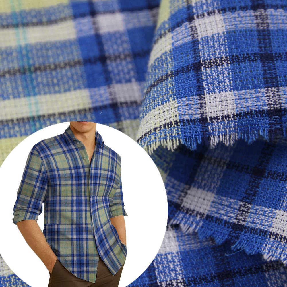 Wholesale Beautiful Woven Yarn Dyed Check Fabric Clothing Plaid Fabric Check Plaid Pure Linen Fabric for Men Shirt