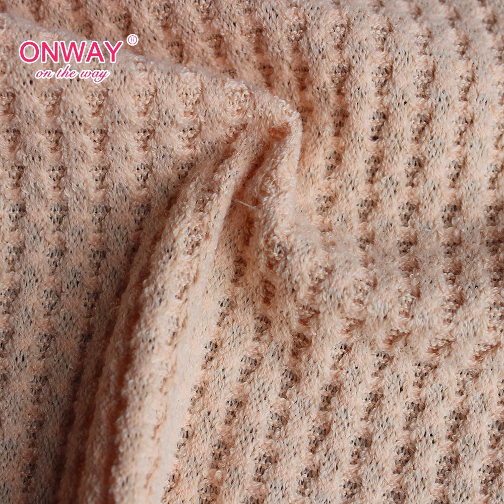 Fashion Ladies stretch soft knitted 100% polyester Hacci Waffle fabric for clothing