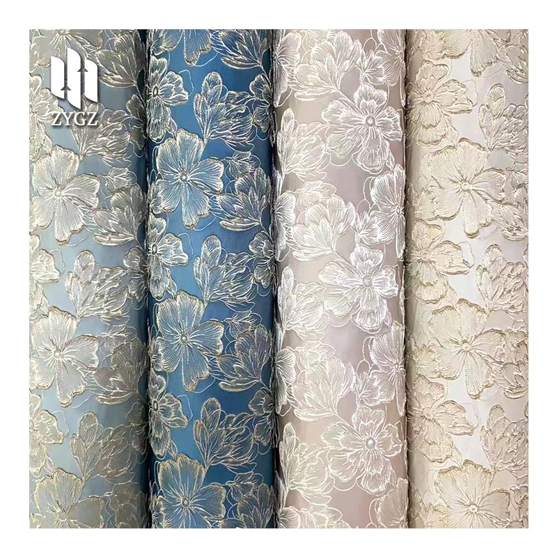 100% Polyester Luxury Floral Embroidery Jacquard Fabric Brocade Jacquard Fabric For Clothing Woven Satin Jacquard Fabric