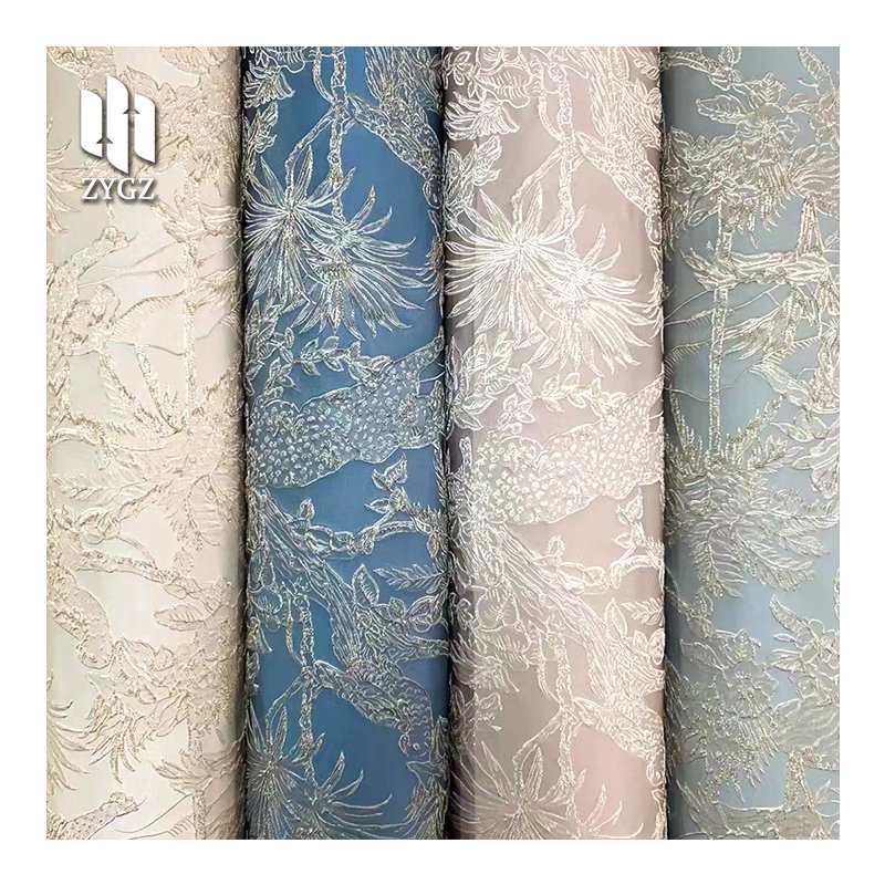 100% Polyester Luxury Floral Embroidery Jacquard Fabric Brocade Jacquard Fabric For Clothing Woven Satin Jacquard Fabric