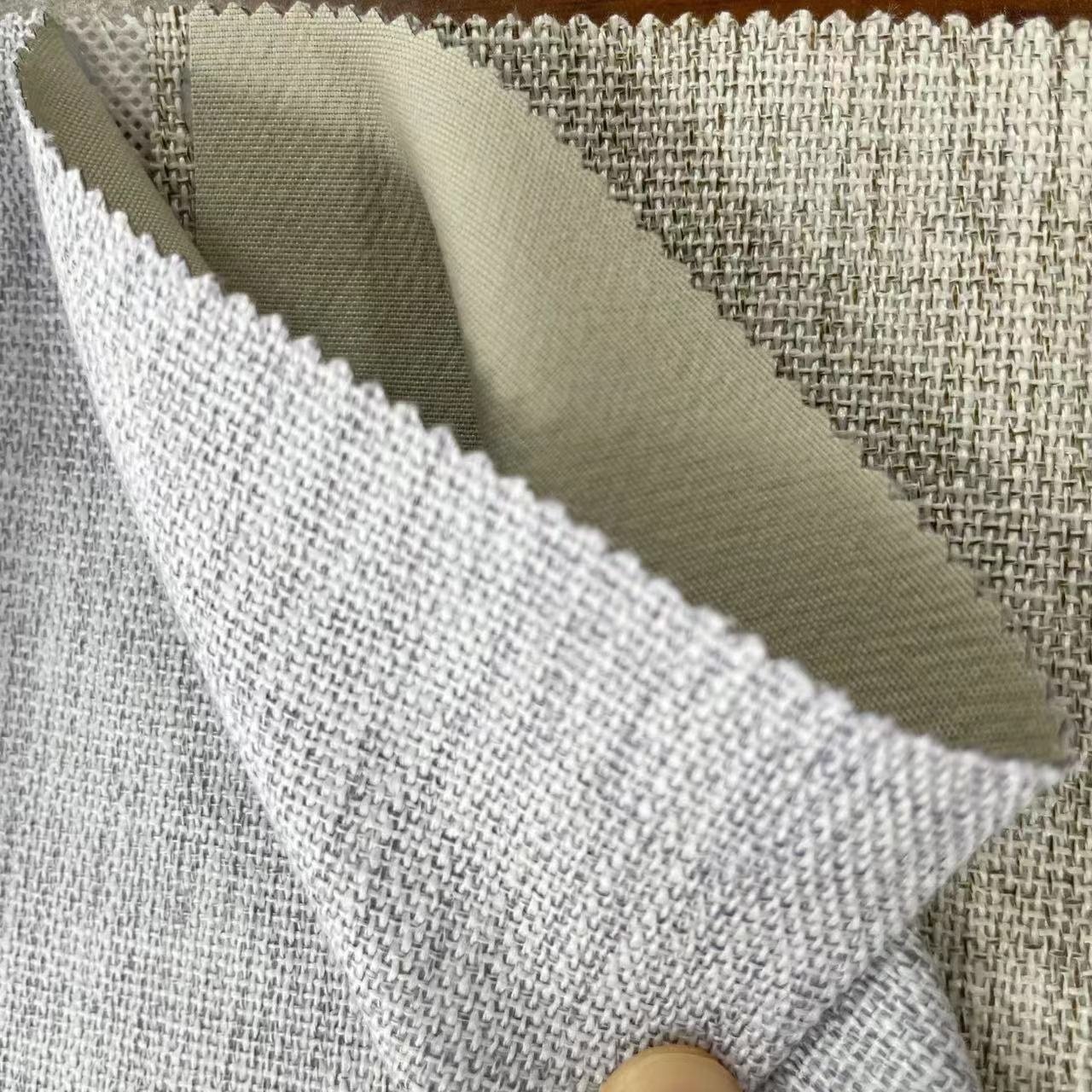 Textured Linen With Microfiber Fabric Backside 100% Blackout Curtain Wide Width 300 320 CM Fabric Curtain