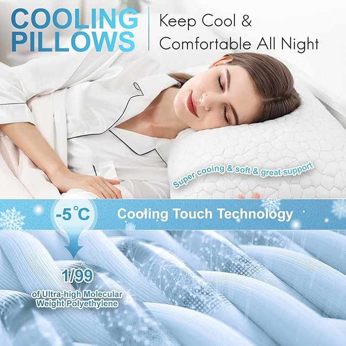 Shredded memory foam filling inner cooling bamboo cover adjustable sleep pillow for side back sleeper