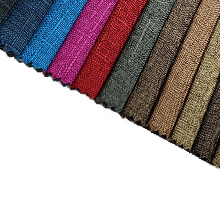 Custom hometextile upholstery knitted linen looks furniture fabric 100% polyester flax linen fabric for sofa or curtain