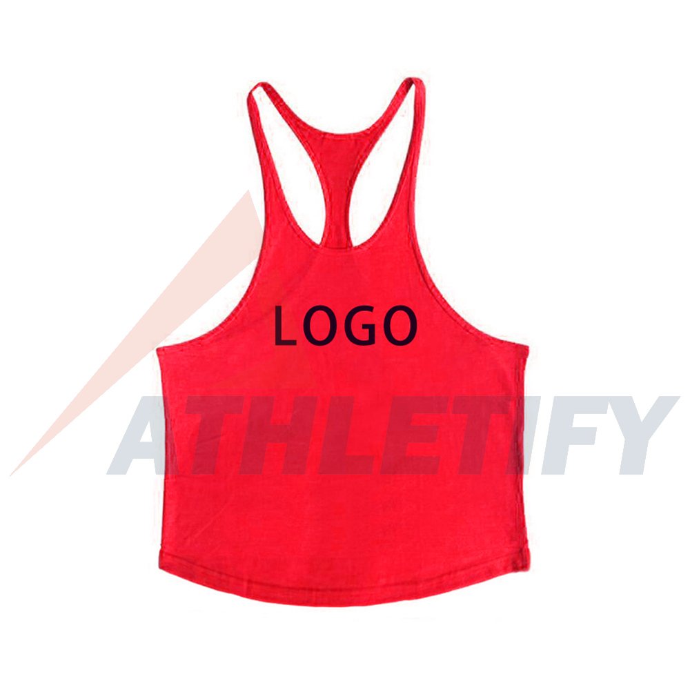 Men's 100% Cotton Gym Workout Muscle Stinger Tank Tops Custom Printed Logo Eco-Friendly Sustainable Fitness Clothing Sleeveless