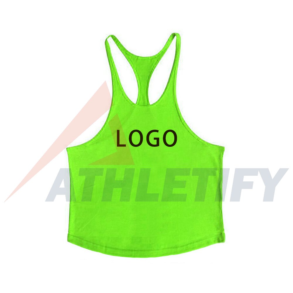 Men's 100% Cotton Gym Workout Muscle Stinger Tank Tops Custom Printed Logo Eco-Friendly Sustainable Fitness Clothing Sleeveless