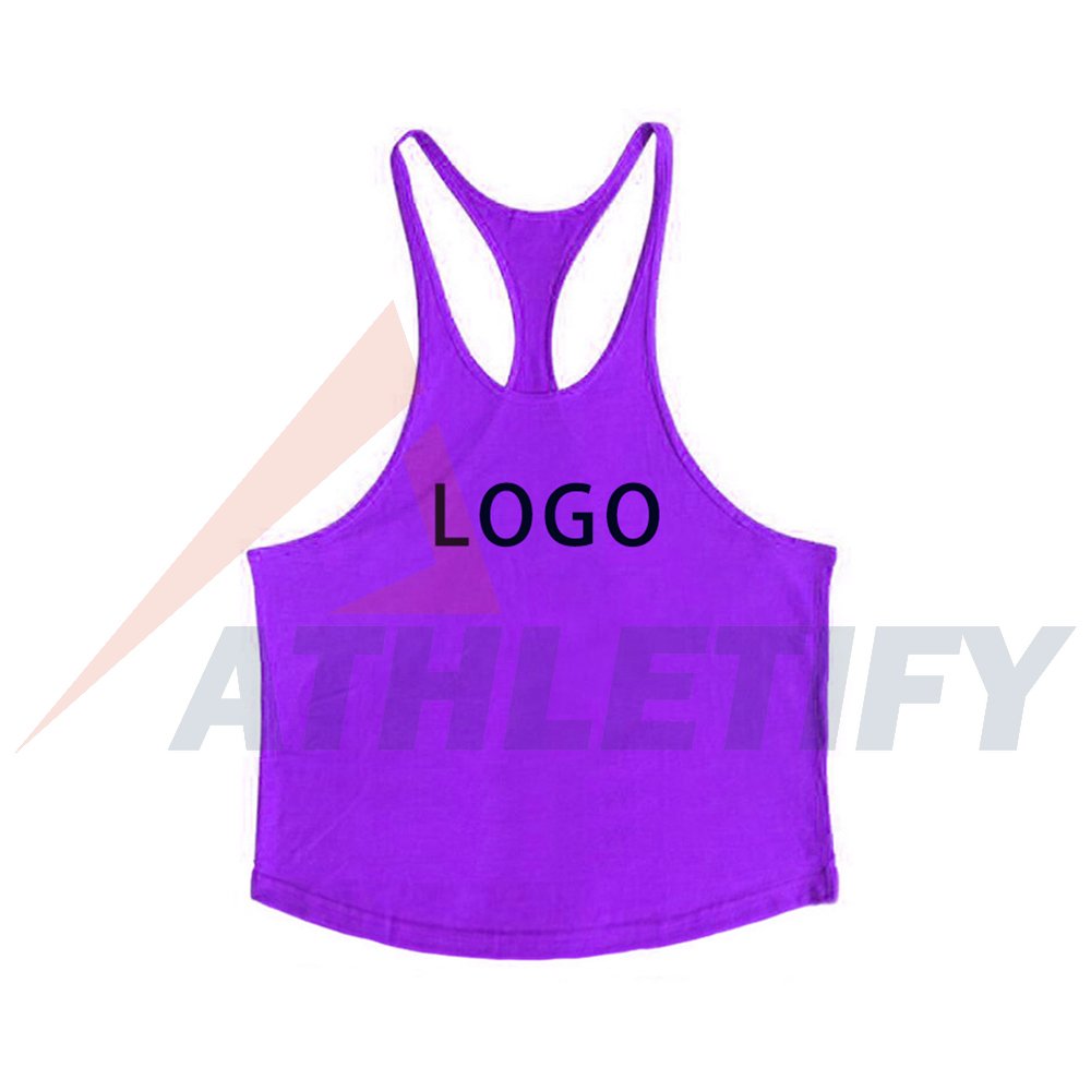 Men's 100% Cotton Gym Workout Muscle Stinger Tank Tops Custom Printed Logo Eco-Friendly Sustainable Fitness Clothing Sleeveless