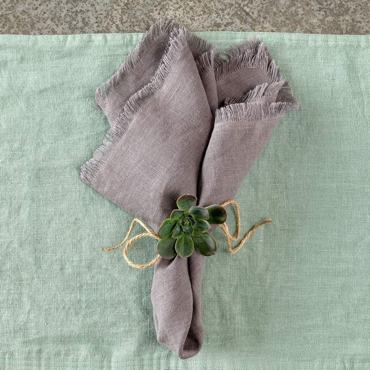 Custom Dinner Party Restaurant Square Linen Frayed Napkin Cloth Linen Wedding Napkins Terracotta